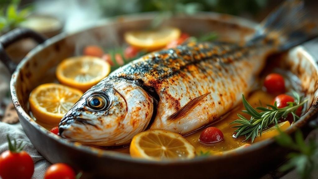 svježe pečeni brancin obrok