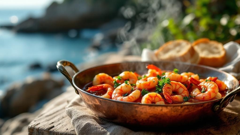 češnjakasti rajčica vino škampi