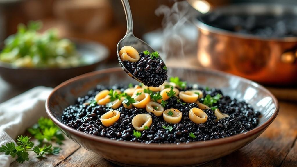 porcija po porcija kremasti rižoto od sipe s crnilom