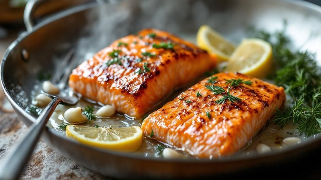 losos pržen na tavi s kožom