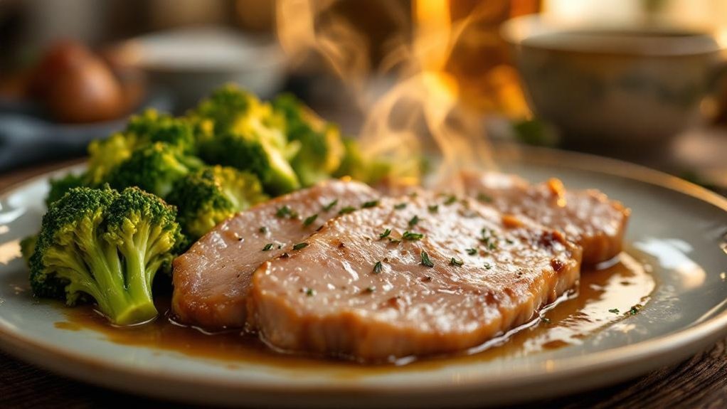 ukusan svinjski obrok s brokulom